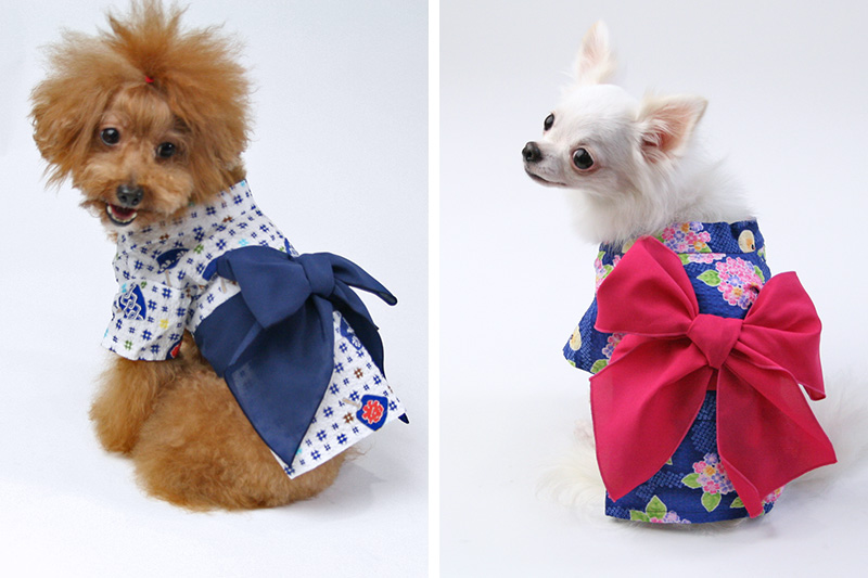 クラシカルレインボーハッピーバード 犬服ハンドメイド 浴衣 オーダー