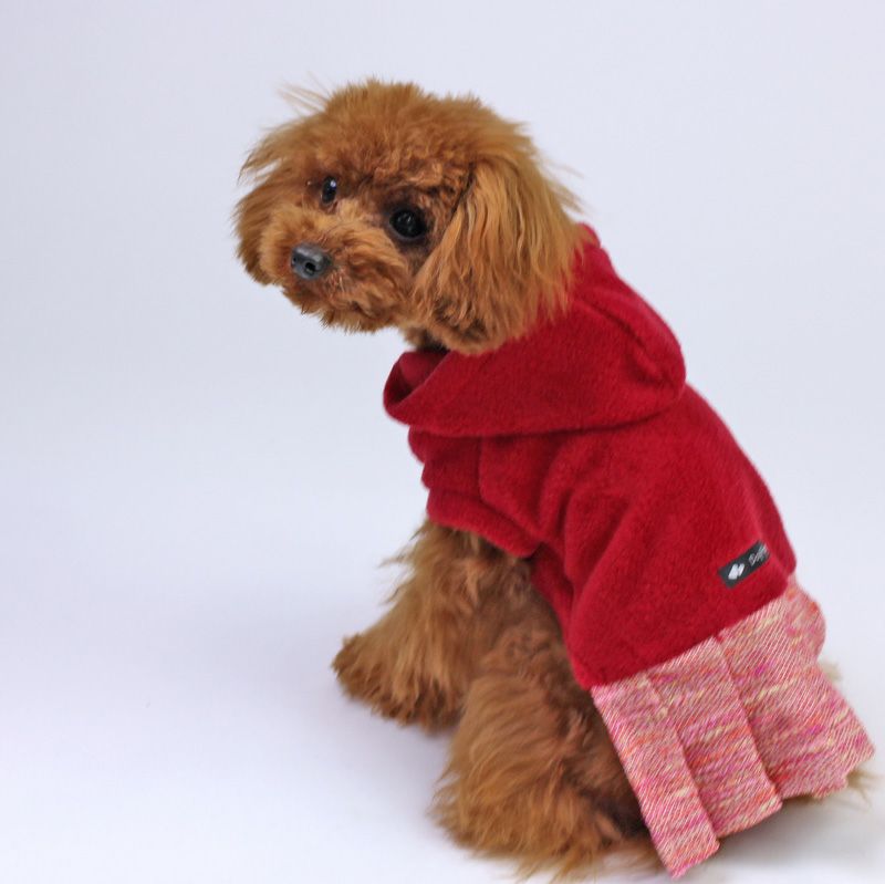 No.3 ハンドメイド犬服 レースリボンパーカーワンピース CanNana 犬 服 犬の服 春服 スゥイートハートワンピース レース