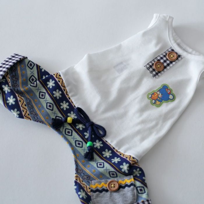 レトロアニマルポッケ　チュニック　ワンピース　∞TuTu∞  犬服ハンドメイド レトロアニマルポッケチュニックワンピース∞TuTu∞ 犬服