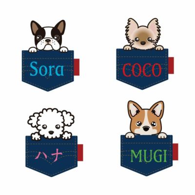 プリントワークスアイロンシート・ウィードッグス!ジーンズポケット