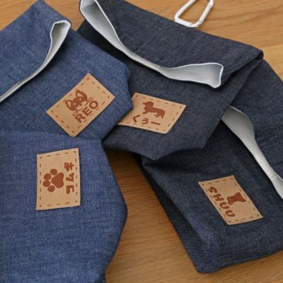 岡山デニム商品ヒップバッグ　刻印名入れタグ取り付けオプション