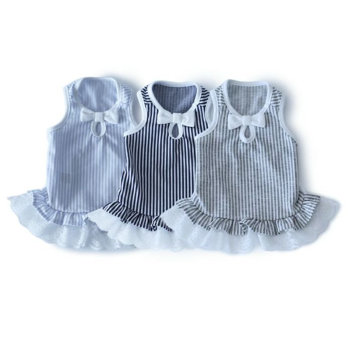 クールMAXストライプリボンレースキャミソール | 犬服通販ドッグピース