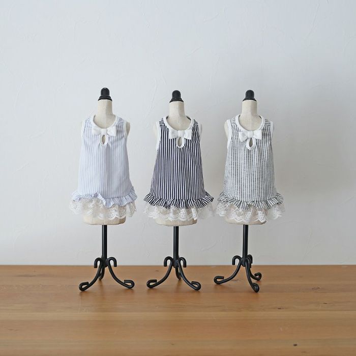 クールMAXストライプリボンレースキャミソール | 犬服通販ドッグピース