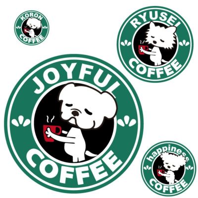 プリントワークスアイロンシート・コーヒーショップドッグ・コーヒータイム
