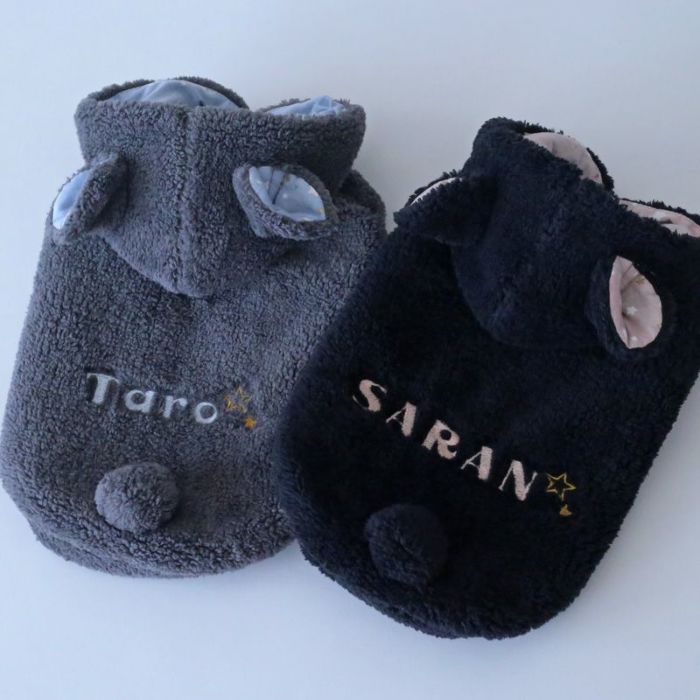 予約限定ウェア]お名前刺繍ボアくまみみパーカー | 犬服通販ドッグピース