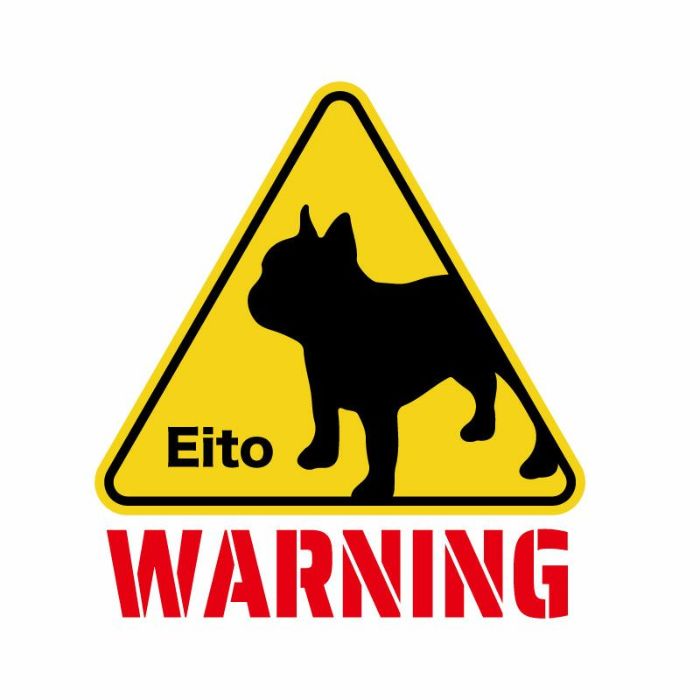 プリントワークスアイロンシート・ドッグサイドシルエット・ワーニング