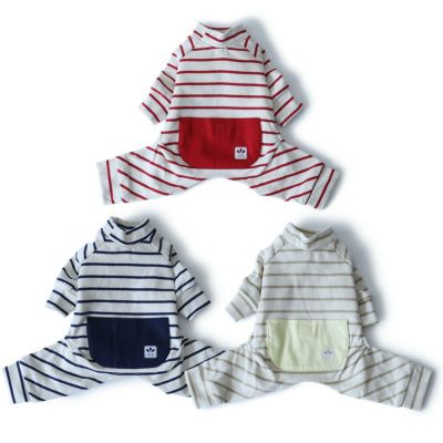 保冷剤ポケット付きボーダーコットンニットカバーオール