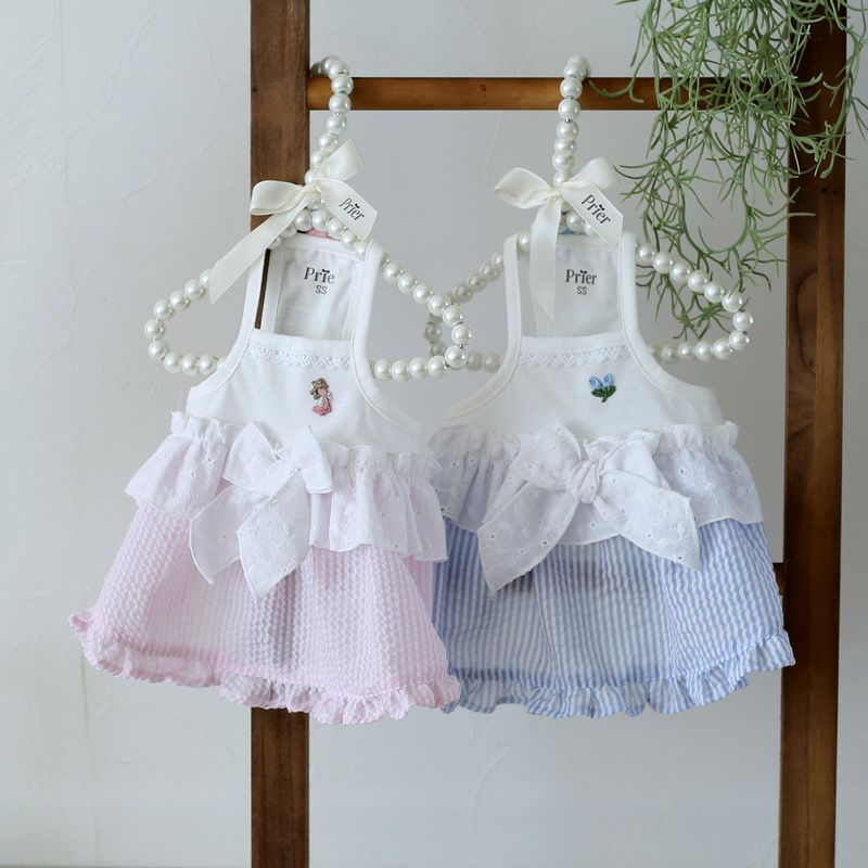 Prie × Puu Closet.] サマーリップルストライプ・フレアワンピース